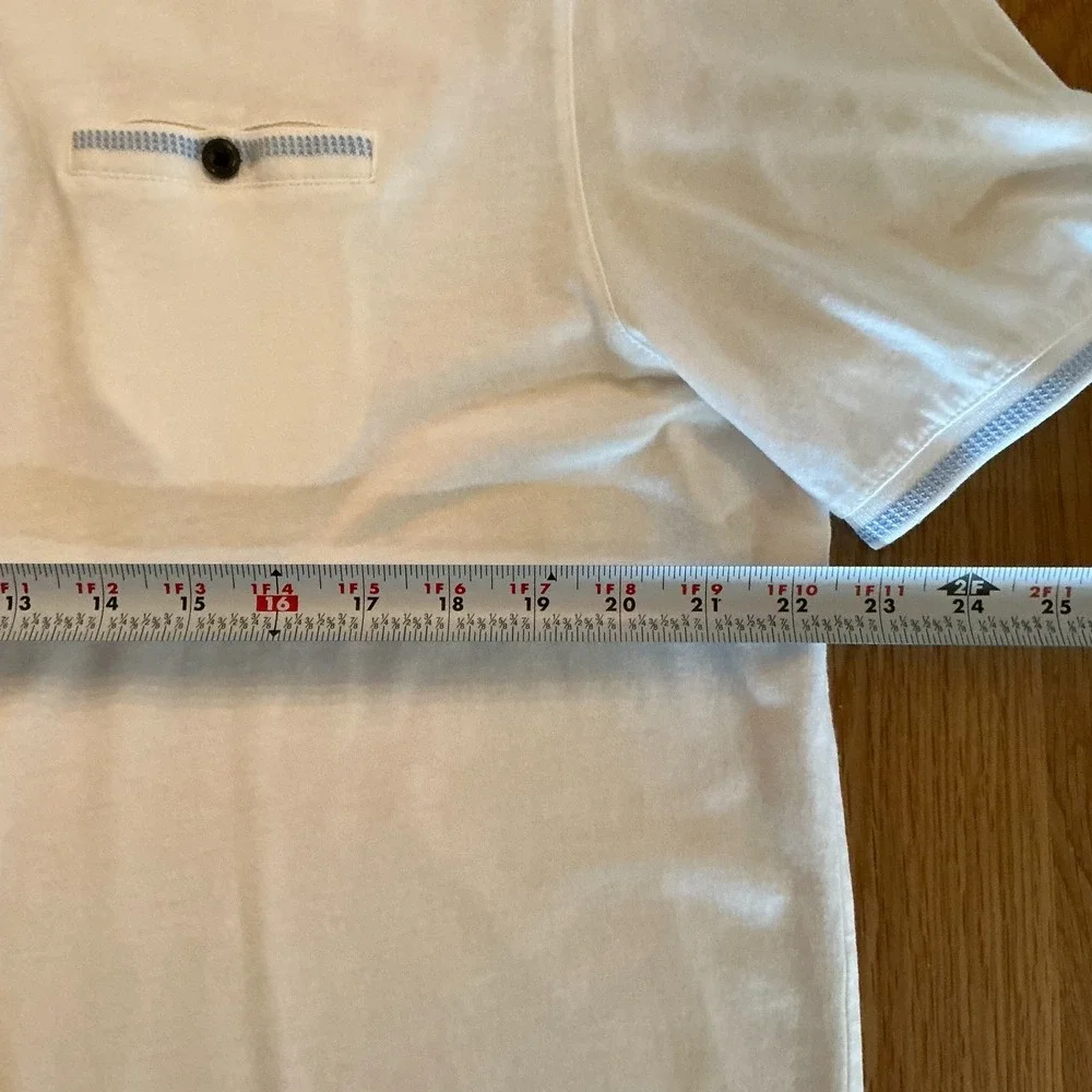 Ted Baker London Polo Shirt Mens XL White‎ Cotton Modal Short Sleeve Designer